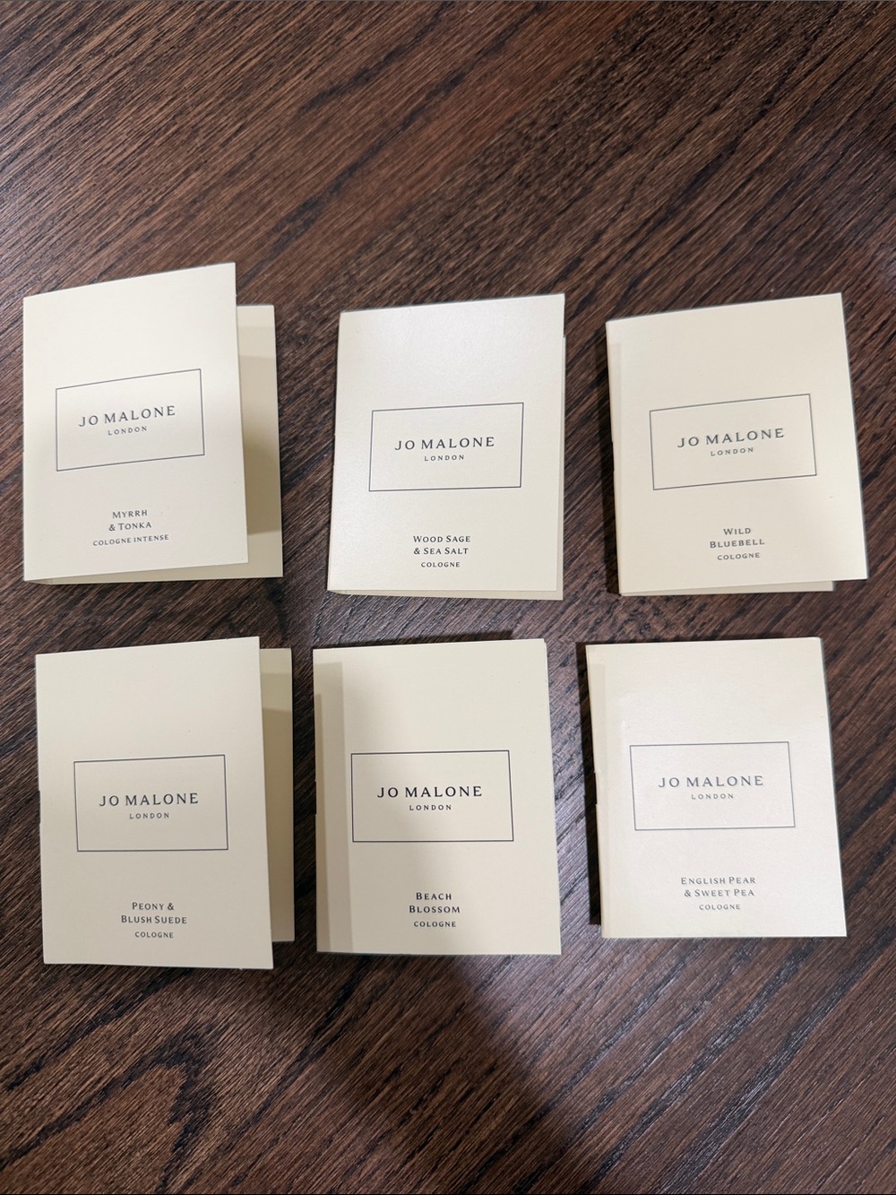 Set of 6 Jo Malone samples